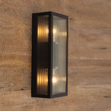 Oriel Chicago Twin Clear Ribbed Glass Decorative Outdoor Wall Light