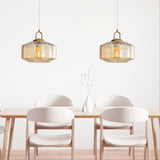 Oriel Clarise Amber Geometric Glass Pendant