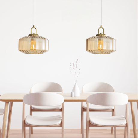 Oriel Clarise Amber Geometric Glass Pendant