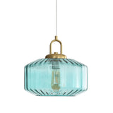 Oriel Clarise Blue Geometric Glass Pendant