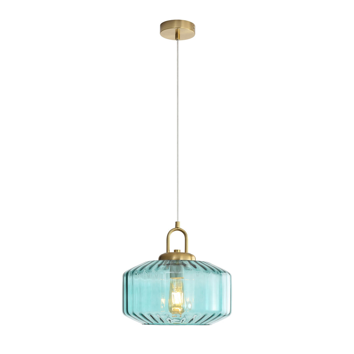 Oriel Clarise Blue Geometric Glass Pendant