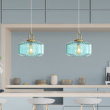 Oriel Clarise Blue Geometric Glass Pendant