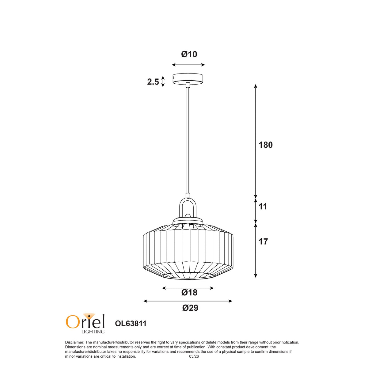 Oriel Clarise Clear Geometric Glass Pendant