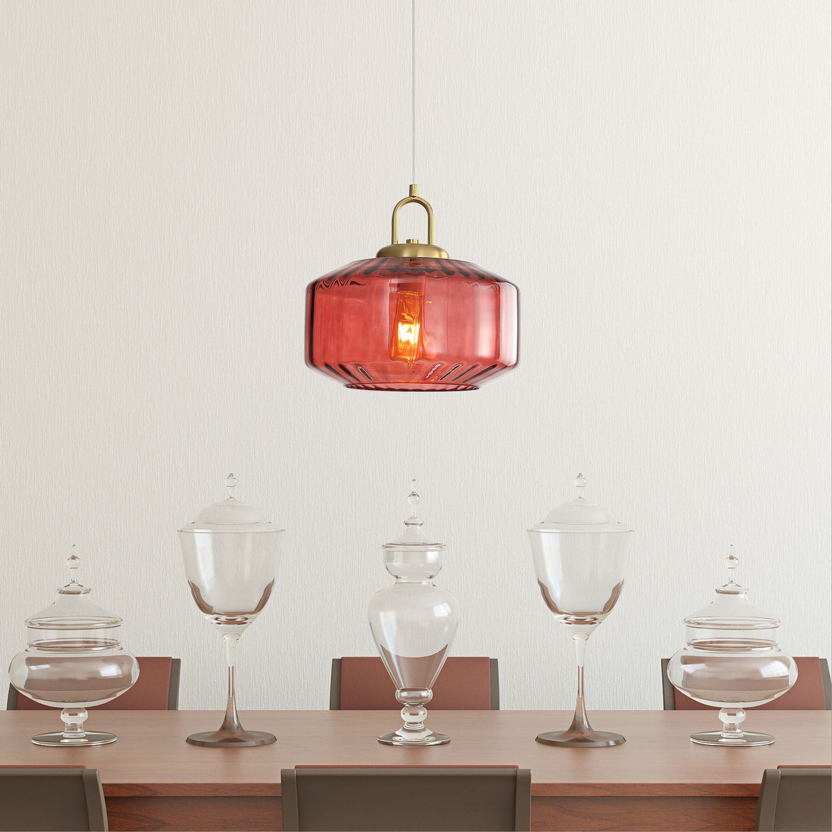 Oriel Clarise Rose Geometric Glass Pendant