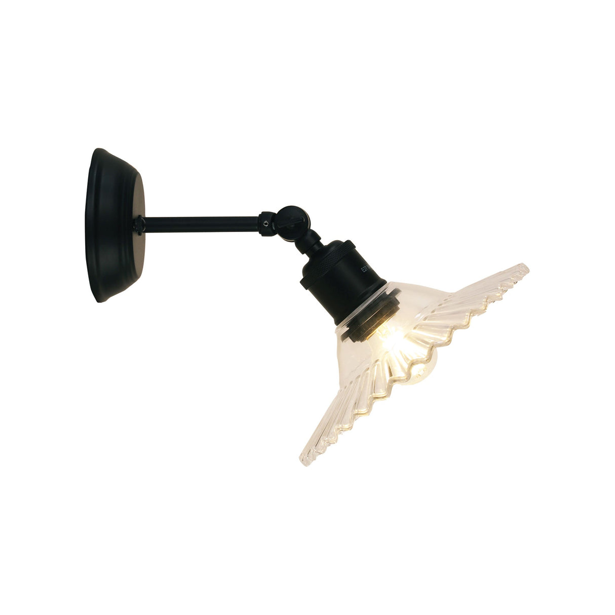 Oriel Croydon Clear Pleated Glass Wall Light Clear/Black