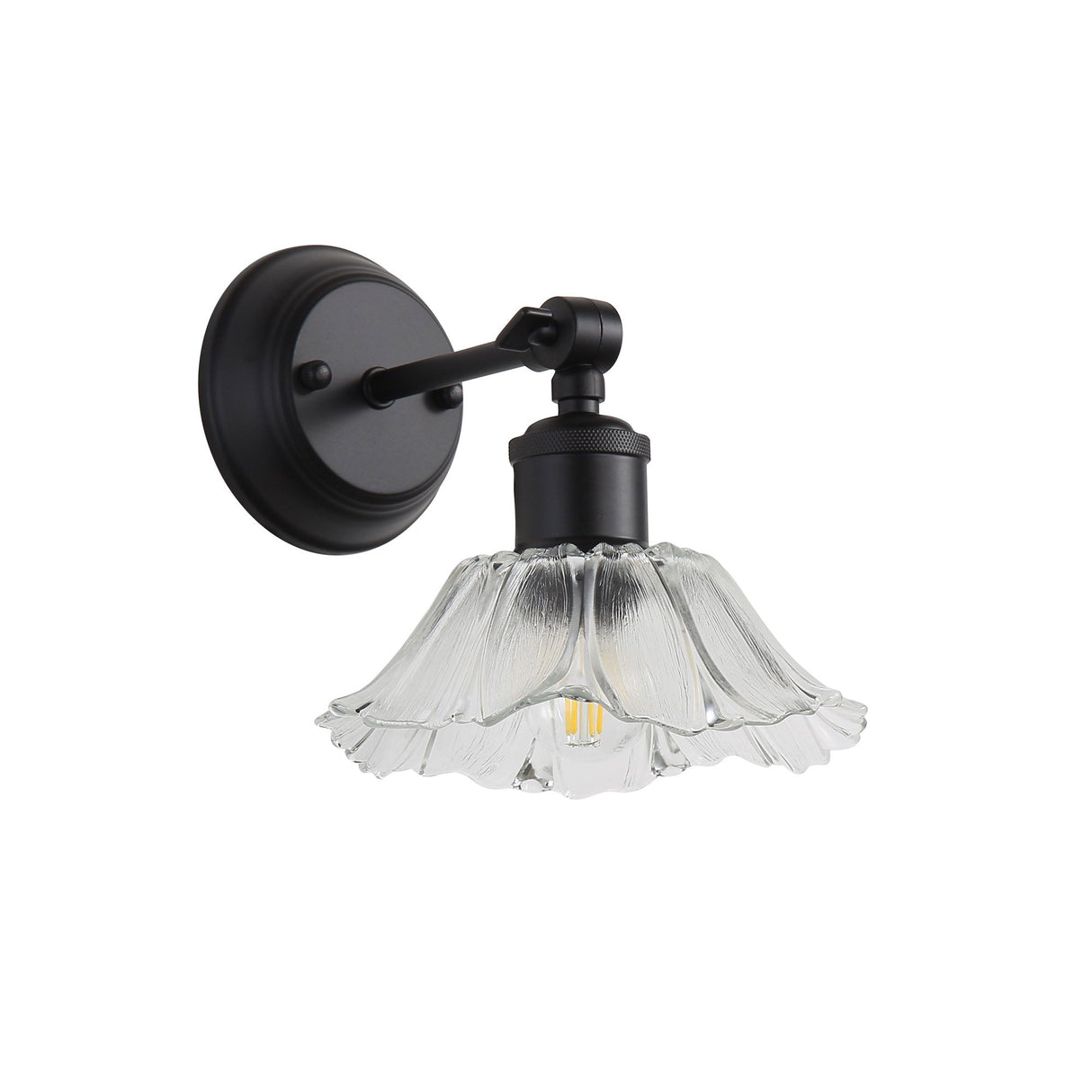 Oriel Fleur Vintage Glass Wall Light Clear/Black