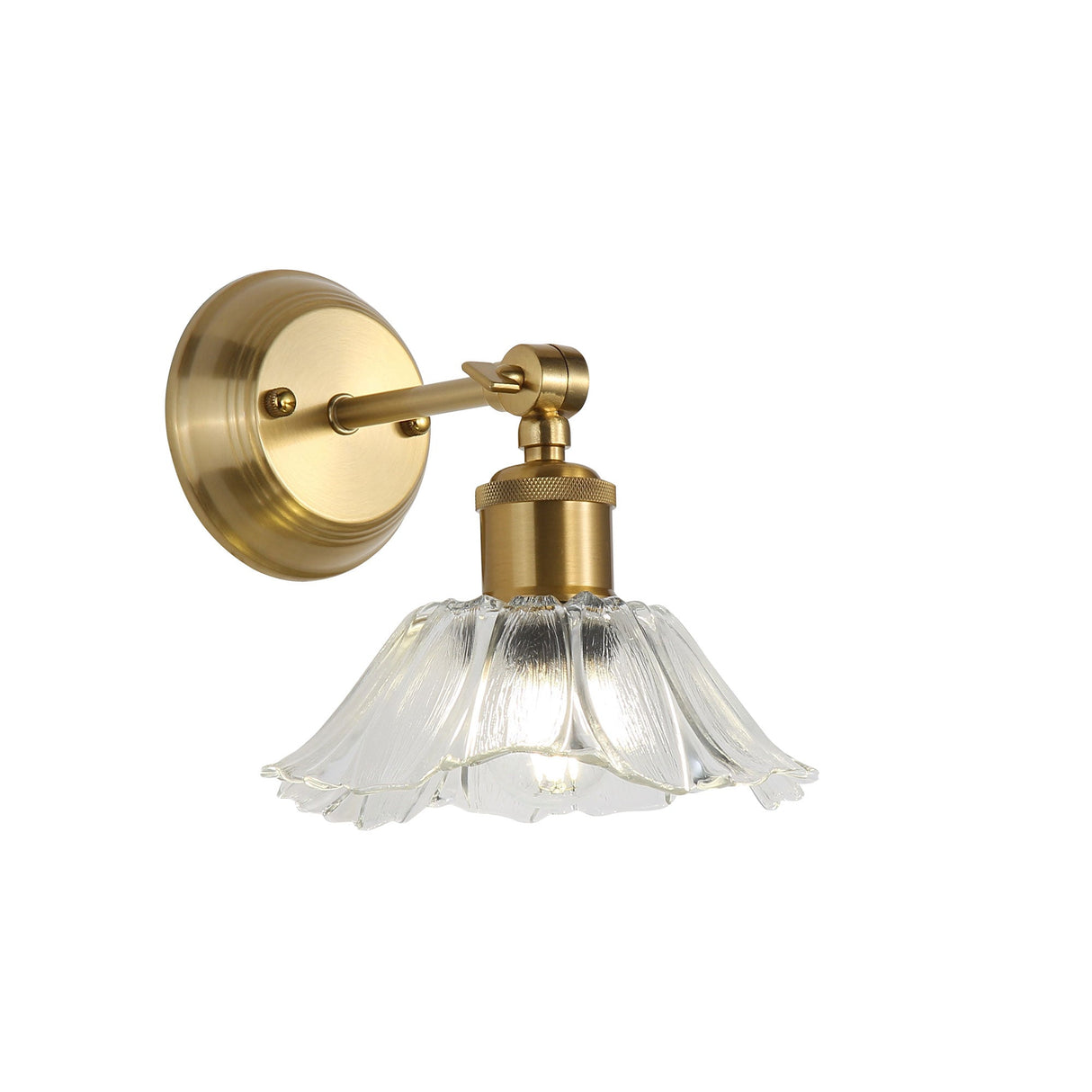 Oriel Fleur Vintage Glass Wall Light Clear/Satin Brass