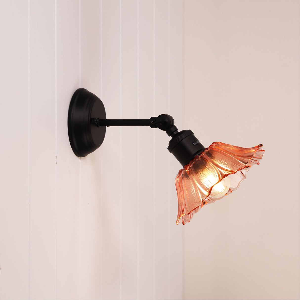 Oriel Fleur Vintage Glass Wall Light Pink/Black