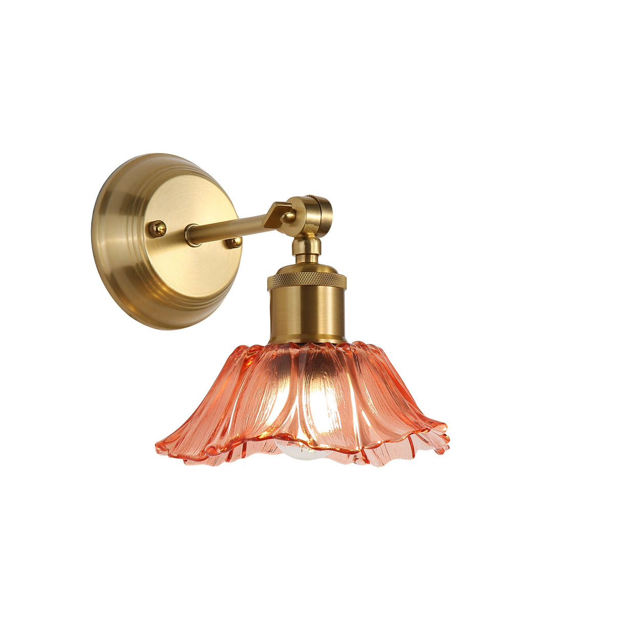 Oriel Fleur Vintage Glass Wall Light Pink/Satin Brass