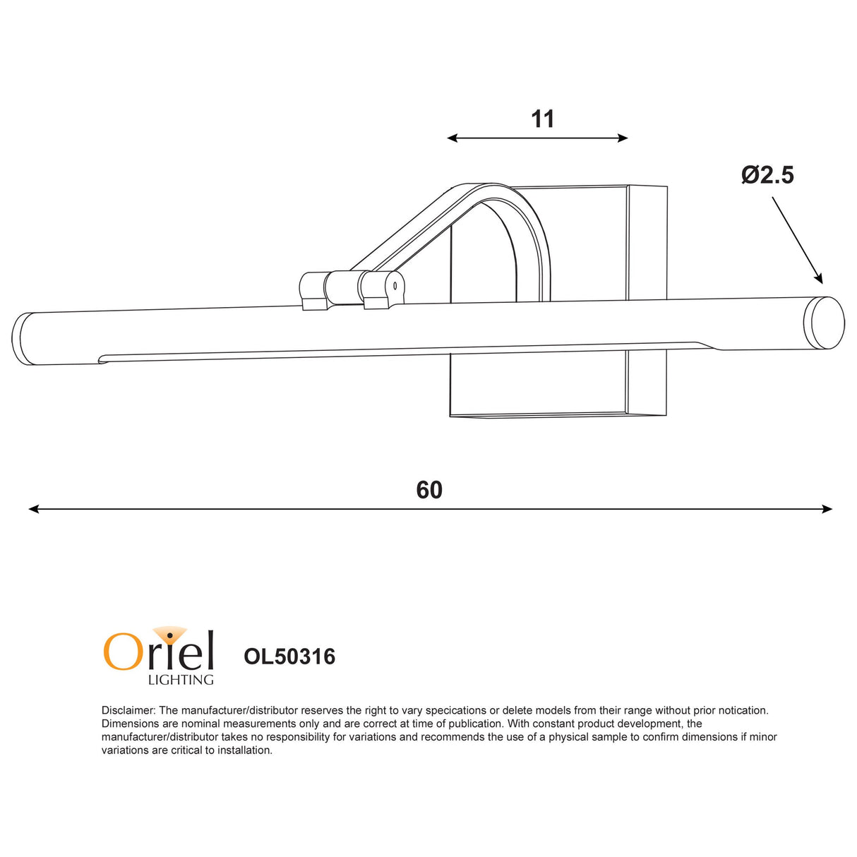 Oriel Kinden Chrome TriColour LED Wall Light