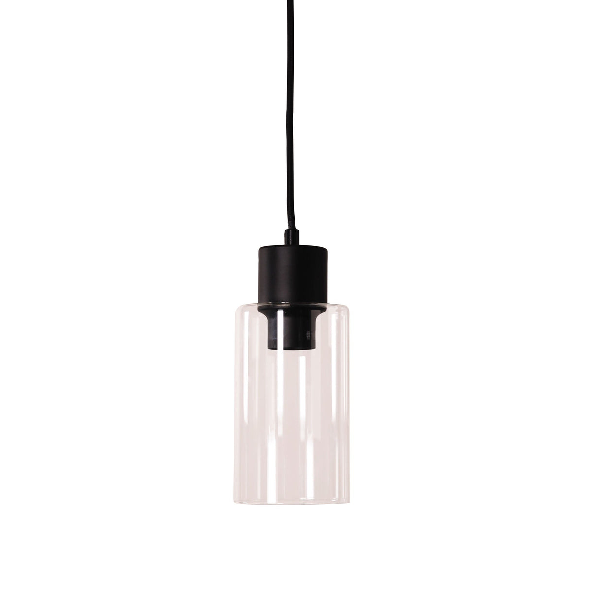 Oriel Lisa Sat Black/Clear Cylindrical Opal Glass Pendant