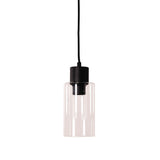 Oriel Lisa Sat Black/Clear Cylindrical Opal Glass Pendant