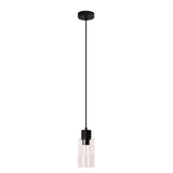 Oriel Lisa Sat Black/Clear Cylindrical Opal Glass Pendant