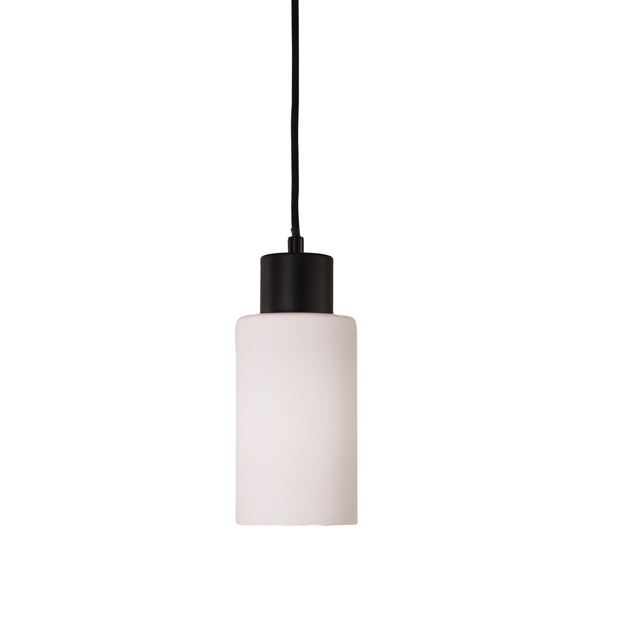 Oriel Lisa Sat Black/Opal Cylindrical Opal Glass Pendant