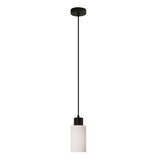 Oriel Lisa Sat Black/Opal Cylindrical Opal Glass Pendant