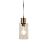 Oriel Lisa Sat Brass/Clear Cylindrical Opal Glass Pendant