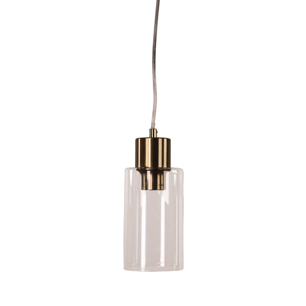 Oriel Lisa Sat Brass/Clear Cylindrical Opal Glass Pendant