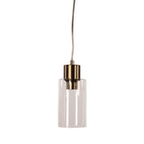 Oriel Lisa Sat Brass/Clear Cylindrical Opal Glass Pendant
