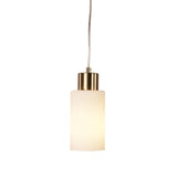 Oriel Lisa Sat Brass/Opal Cylindrical Opal Glass Pendant