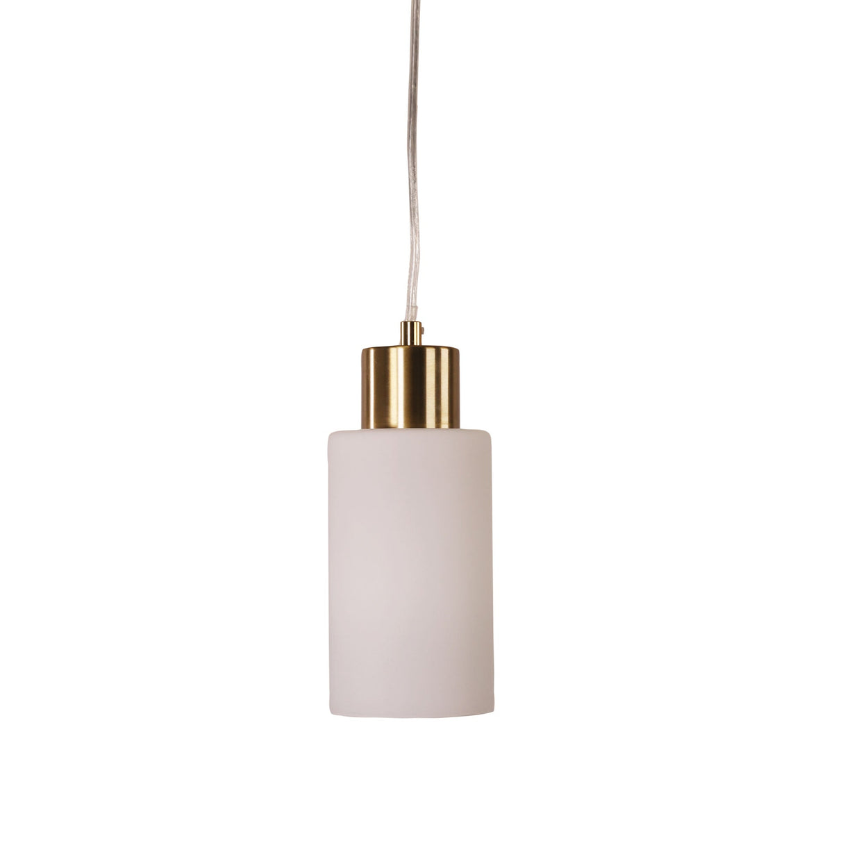 Oriel Lisa Sat Brass/Opal Cylindrical Opal Glass Pendant