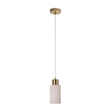 Oriel Lisa Sat Brass/Opal Cylindrical Opal Glass Pendant