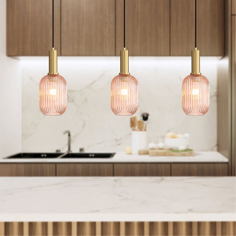 Oriel Luxe.130 Rust Ribbed Glass Pendant