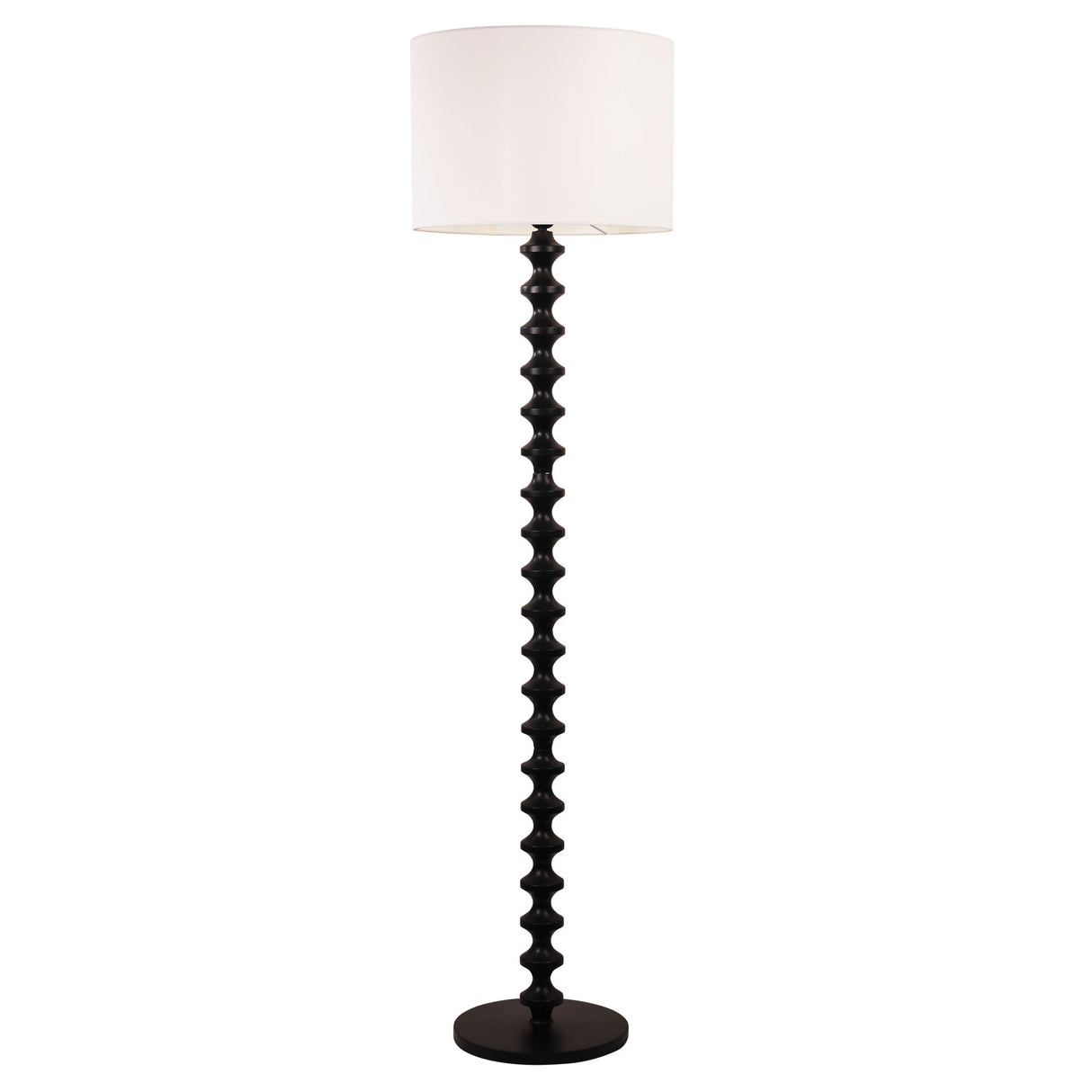 Oriel Spindle Black Floor Lamp with Shade