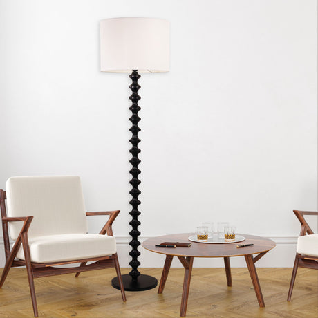 Oriel Spindle Black Floor Lamp with Shade
