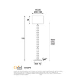 Technical drawing of a lamp with dimensions labeled, featuring the brand 'Oriel'.