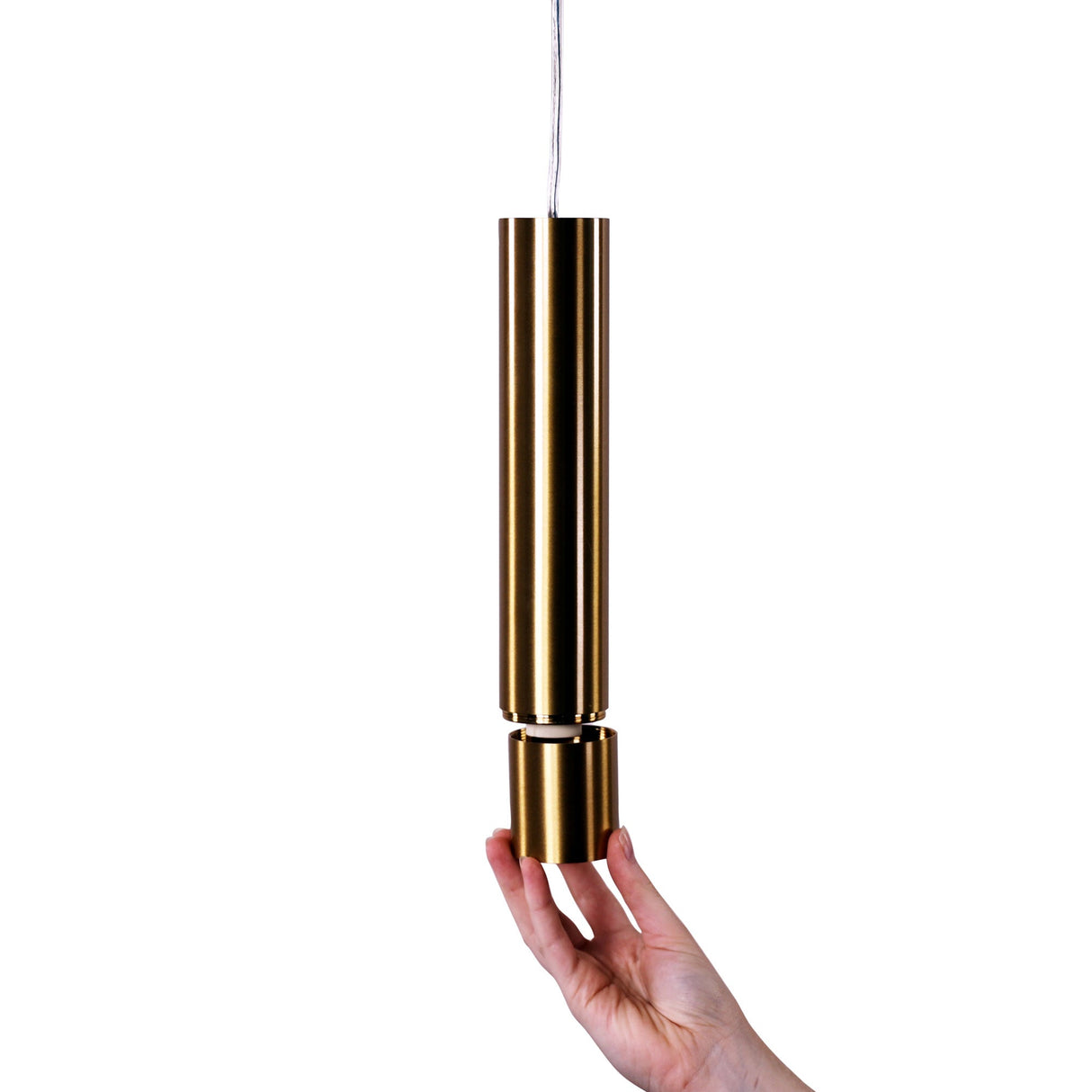 Oriel Tig Satin Brass Sleek Cylindrical Pendant