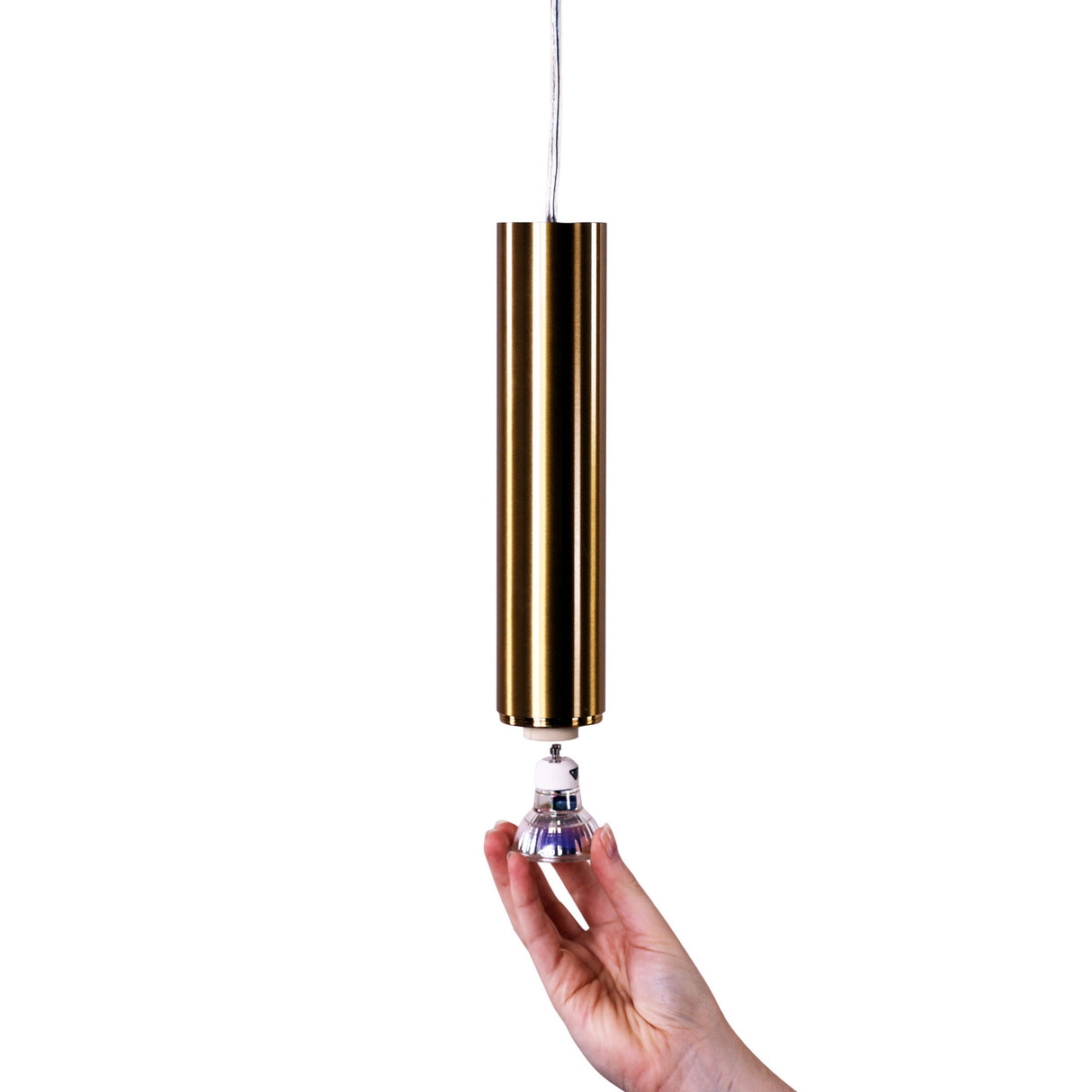 Oriel Tig Satin Brass Sleek Cylindrical Pendant