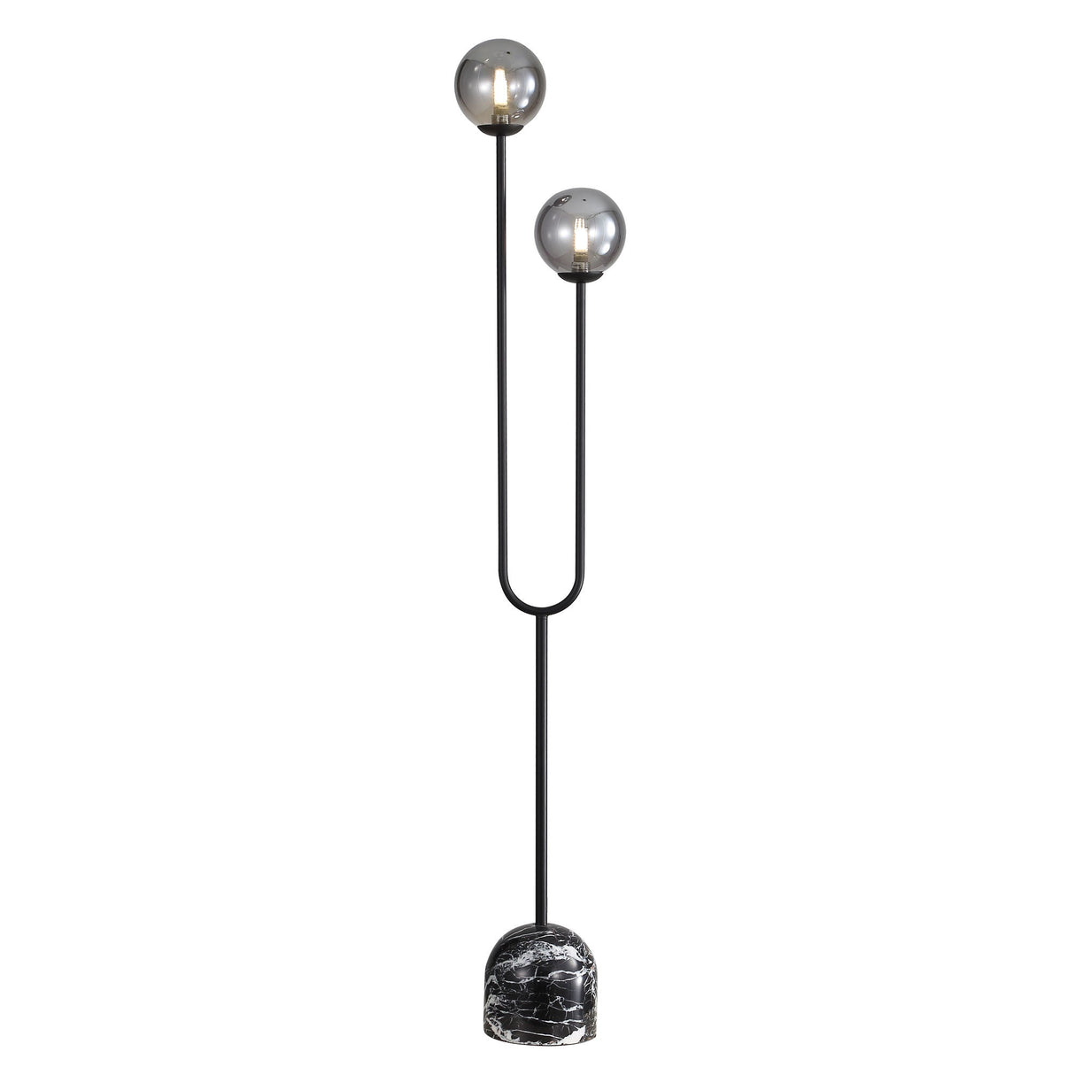 Oriel Tropez Black Decorative Floor Lamp with Smoke Glass Spheres