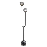 Oriel Tropez Black Decorative Floor Lamp with Smoke Glass Spheres