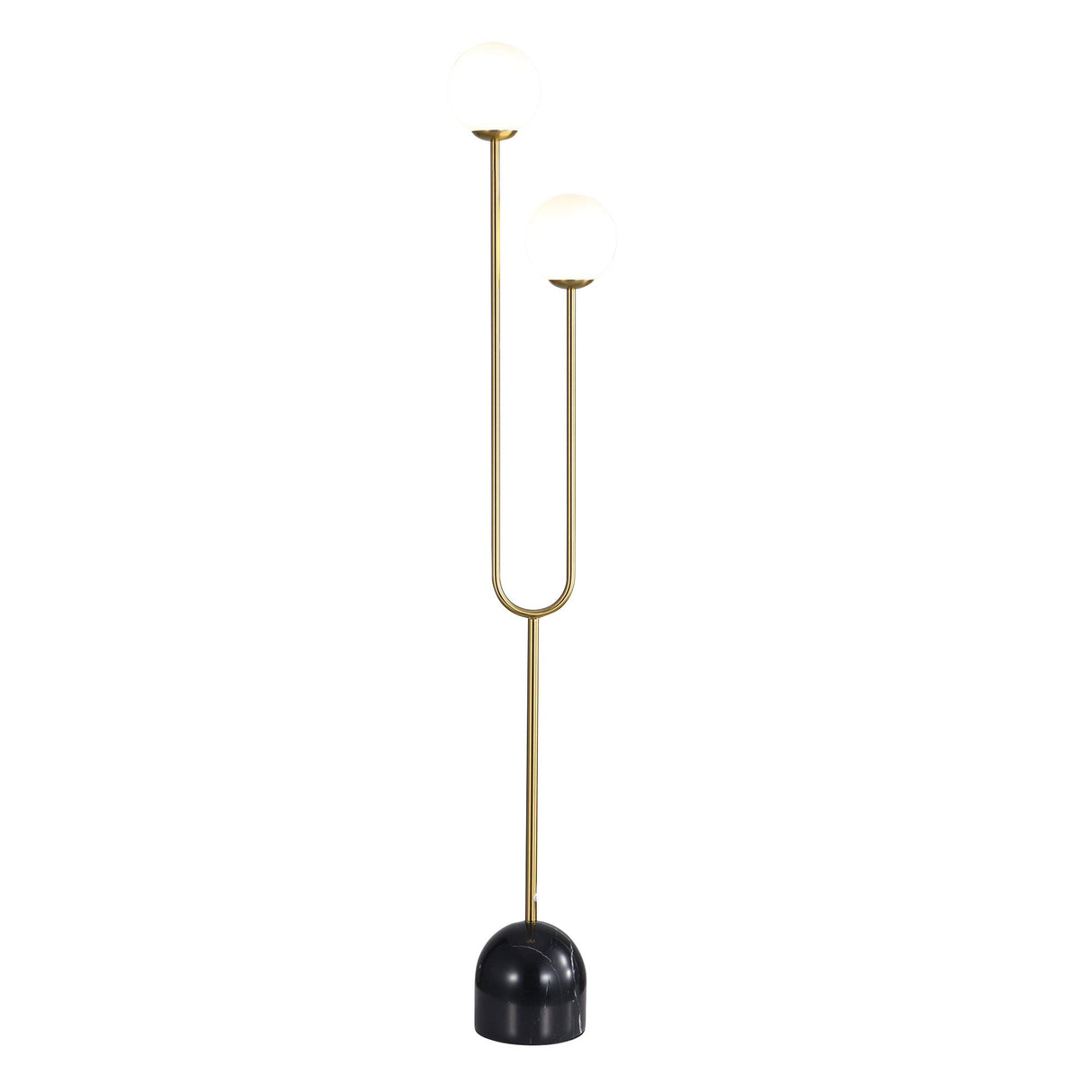 Oriel Tropez Satin Brass Decorative Floor Lamp with Opal Matt Glass Spheres