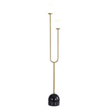 Oriel Tropez Satin Brass Decorative Floor Lamp with Opal Matt Glass Spheres