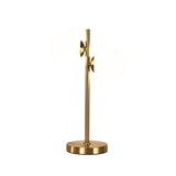 Oriel Valcross 2 Light Satin Brass Decorative Table Lamp with Opal Matt Glass Spheres