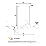 Oriel Volli.6 Satin Brass 6 Light Optic Glass Pendant