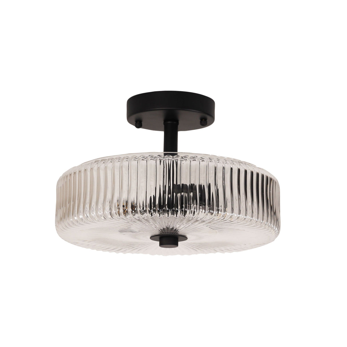 Oriel Worth Black Ribbed Glass CTC Pendant
