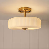 Oriel Worth Satin Brass Ribbed Glass CTC Pendant