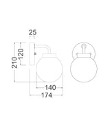CLA Palla Interior Single Sphere Marble with Brass Highlight Round Base Wall Light