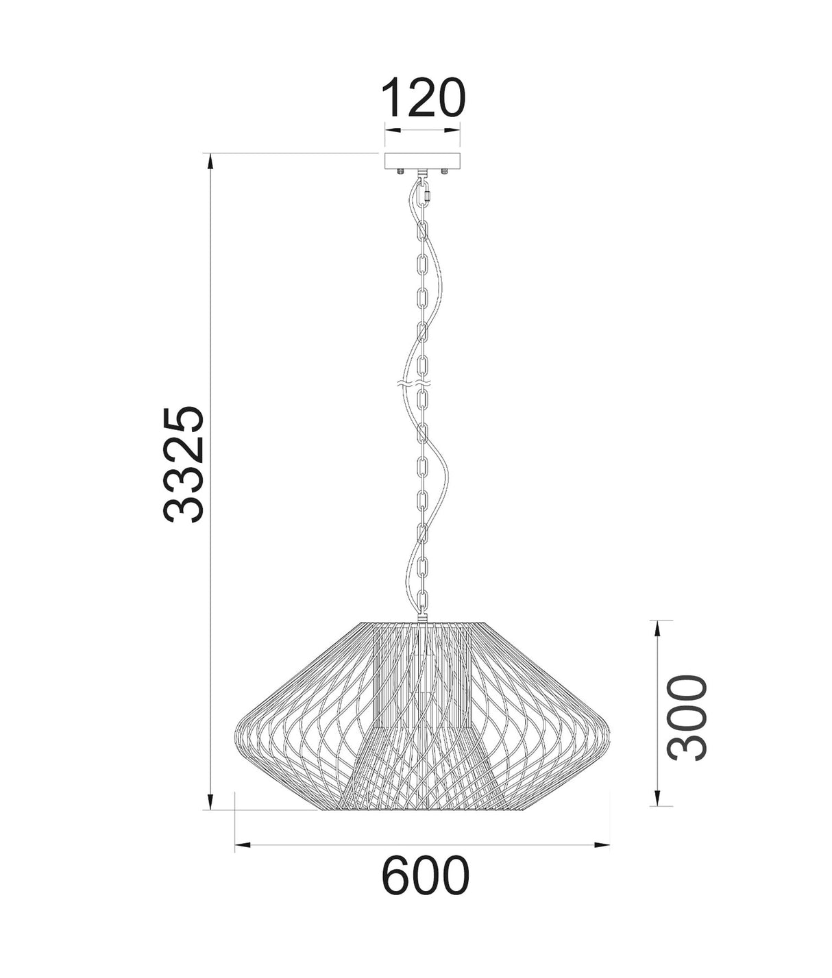 CLA Parrilla Interior Oval Cage Iron Pendant Lights OD600mm