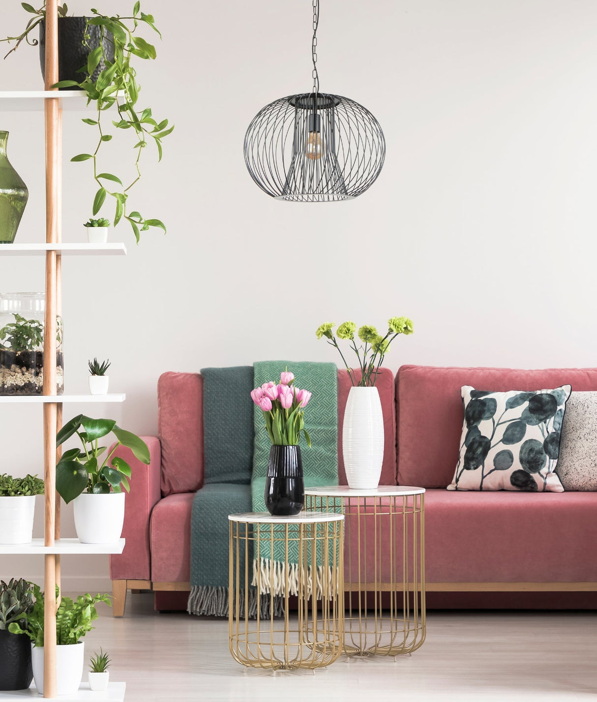 CLA Parrilla Interior Round Cage Iron Pendant Lights