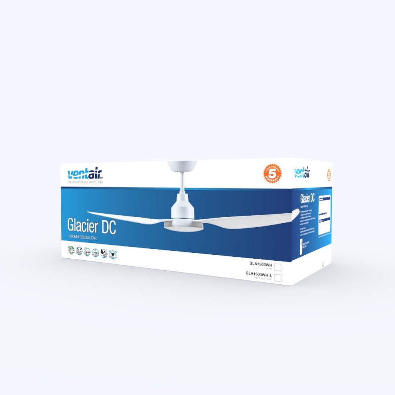 Ventair Glacier 1300mm Dc Ceiling Fan GLA1303WH