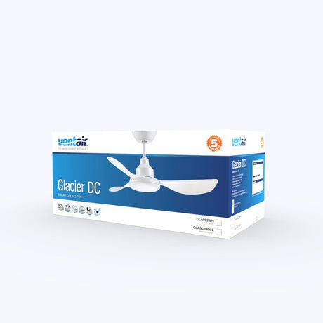 Ventair Glacier 900mm Dc Ceiling Fan With Light GLA903WH-L