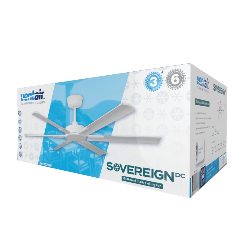 Ventair Sovereign DC 1500mm Ceiling Fan White