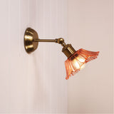 Oriel Fleur Vintage Glass Wall Light Pink/Satin Brass