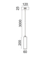 CLA Freccia Interior LED Tri-CCT Glass with Curve Cylinder Pendant Lights