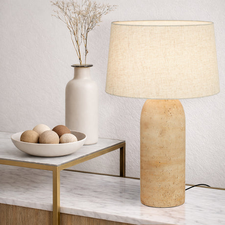 Telbix Fulvia Table Lamp Travertino Beige/Beige Linen