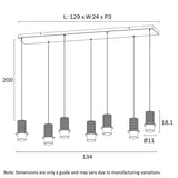 Technical drawing of a ceiling light fixture with dimensions