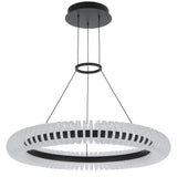 Modern pendant light with a black and white design on a white background